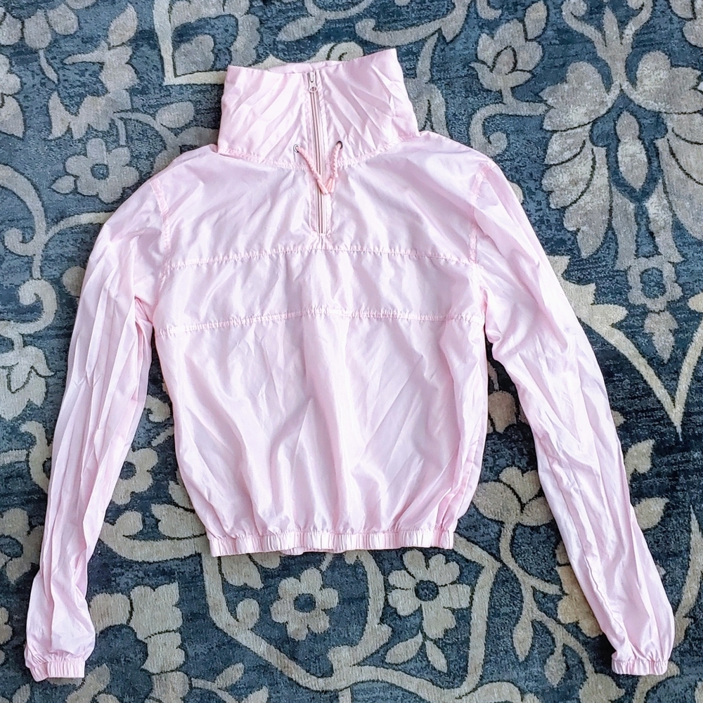 Lightweight, baby pink pullover windbreaker